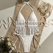 Halter Cutout Lace Tankini Set | OWNLUXE