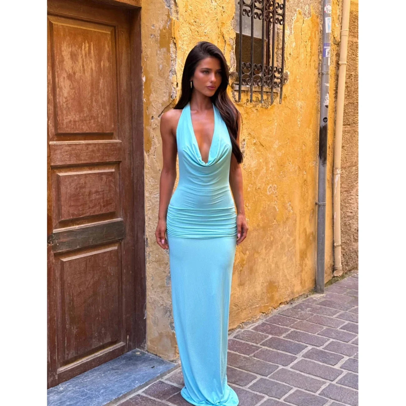 High-Waist Backless Bodycon Dress | OWNLUXE