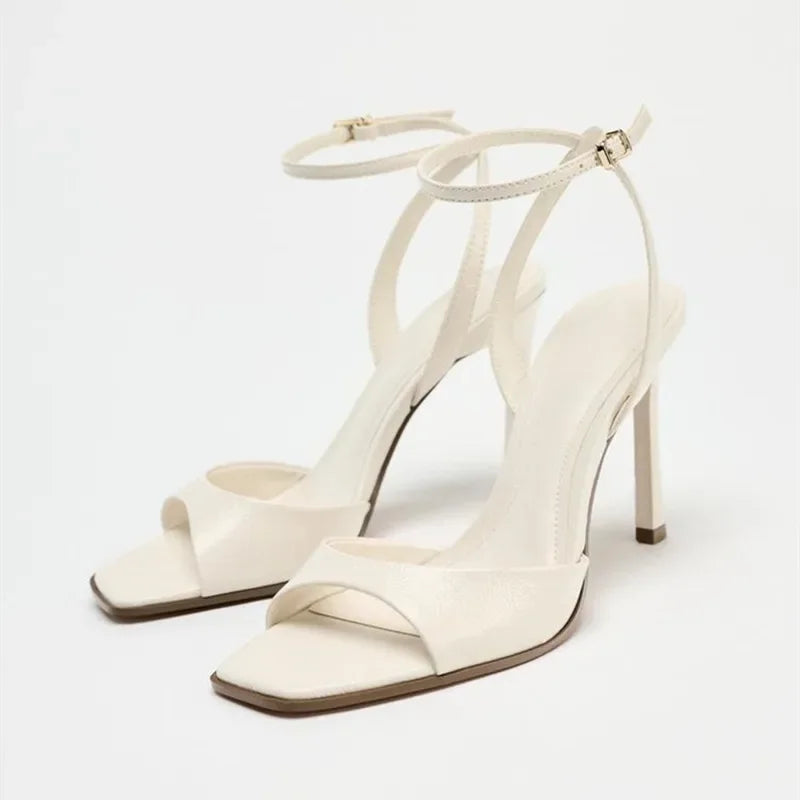 Women’s Ankle Strap Heeled Sandals – Square-Toe 9 cm Heel