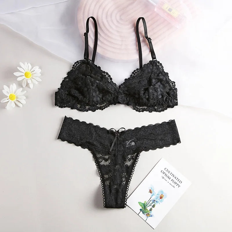 Sexy Lace Push-Up Bra & Brief Set  Wire-Free, and Ultra-Thin