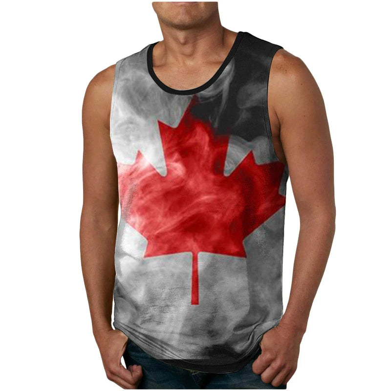 Canada Flag 3D Gym Tank Top – Quick-Dry Fitness Vest