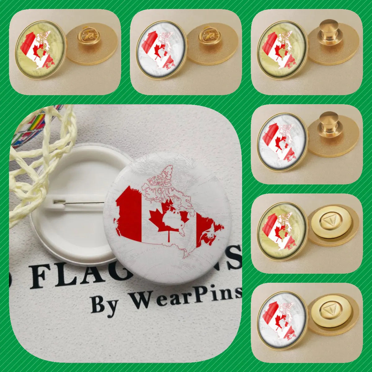 Canada Map Flag National Emblem Brooch - Lapel Pin Badge for Clothing & Official Use