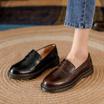 Load image into Gallery viewer, Classic Mary Jane Flats – Split Leather Slip-On Shoes for Casual Comfort
