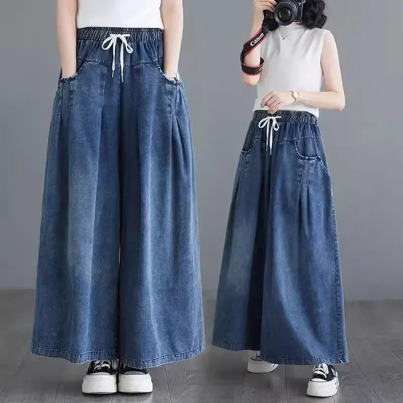 Denim Extended-Size Wide-Leg Pants | OWNLUXE