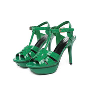 Women's Open Toe Leather Plus-Size Heels – Shop at OWNLUXE