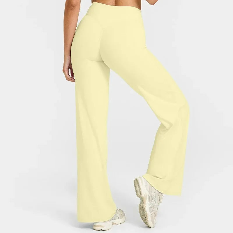 Women's Straight Leg Yoga Pants - Ultra Soft Mid-Waist Sports Trousers