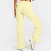Women's Straight Leg Yoga Pants - Ultra Soft Mid-Waist Sports Trousers