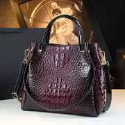 Genuine Leather Crocodile Print Tote - 2025 Trend Bucket Bag