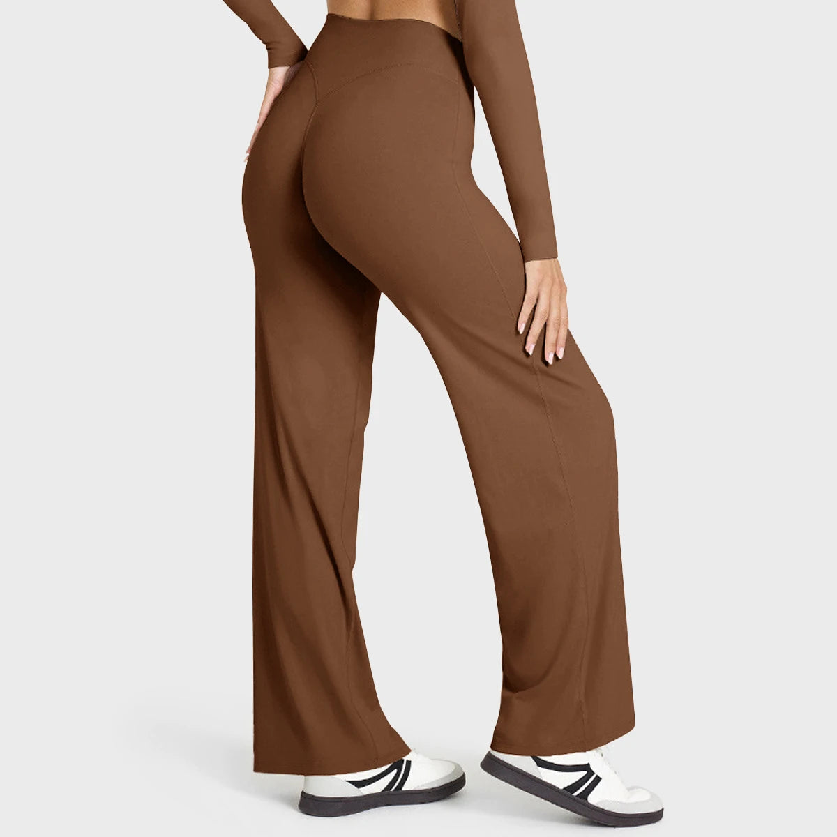 Women's Straight Leg Yoga Pants - Ultra Soft Mid-Waist Sports Trousers