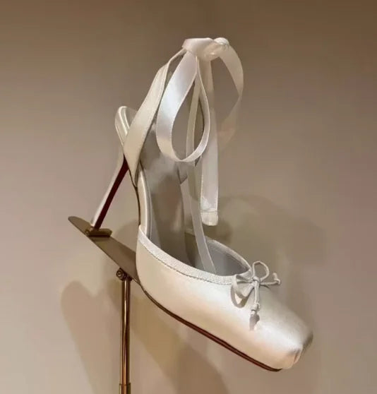 High-Heel Satin Bow-Detail High Heels | OWNLUXE