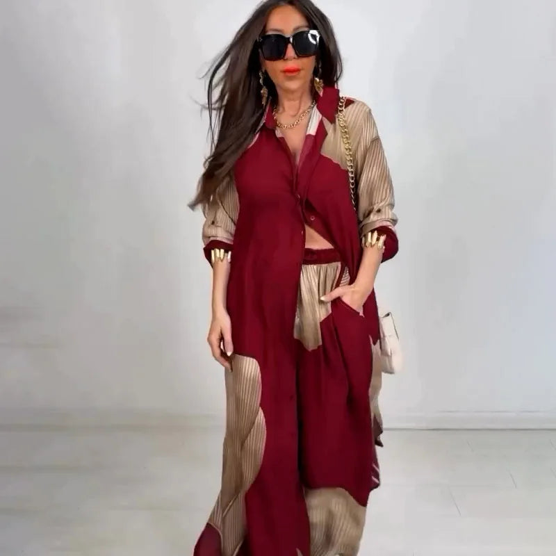 Fashion Loose Printed Long Sleeve Set Women's Pants | OWNLUXE