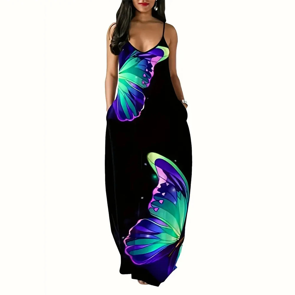 Colorful Gradient V-Neck Maxi Dress – Sleeveless Backless Summer Dress | OWNLUXE