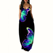 Colorful Gradient V-Neck Maxi Dress – Sleeveless Backless Summer Dress | OWNLUXE