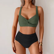 Women's High Waist Push Up Bikini (Green) | OWNLUXE