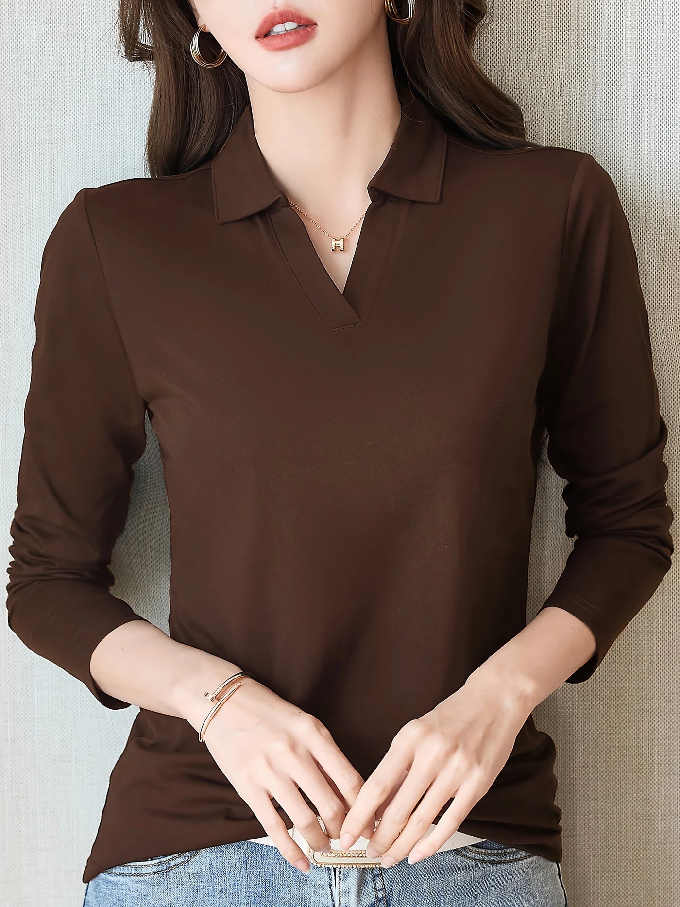 Long-Sleeve Cotton Blouse | OWNLUXE