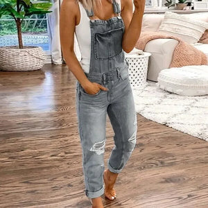 ✨ Women's Vintage Denim Overalls – Casual, Washed, and Perfect for Spring & Summer | Salopette en denim vintage pour femme – Décontractée, délavée, parfaite pour le printemps et l'été ✨
