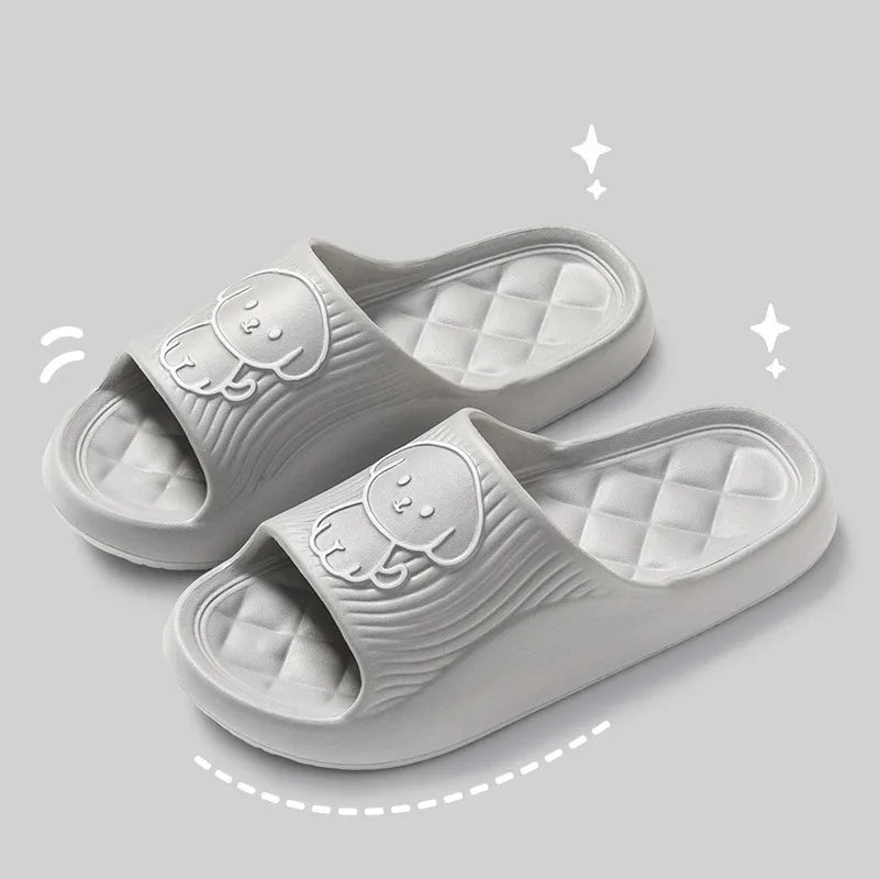 Comfortable EVA Animal Print Slides - Indoor Summer Slippers with Flat Heel