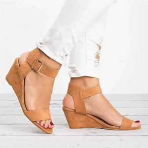 Summer Women's Sandals Fashion Open Toe Wedge Casual Shoes Women Plus Size Wedge High Heel Sandals Peep Toe Female 35-43