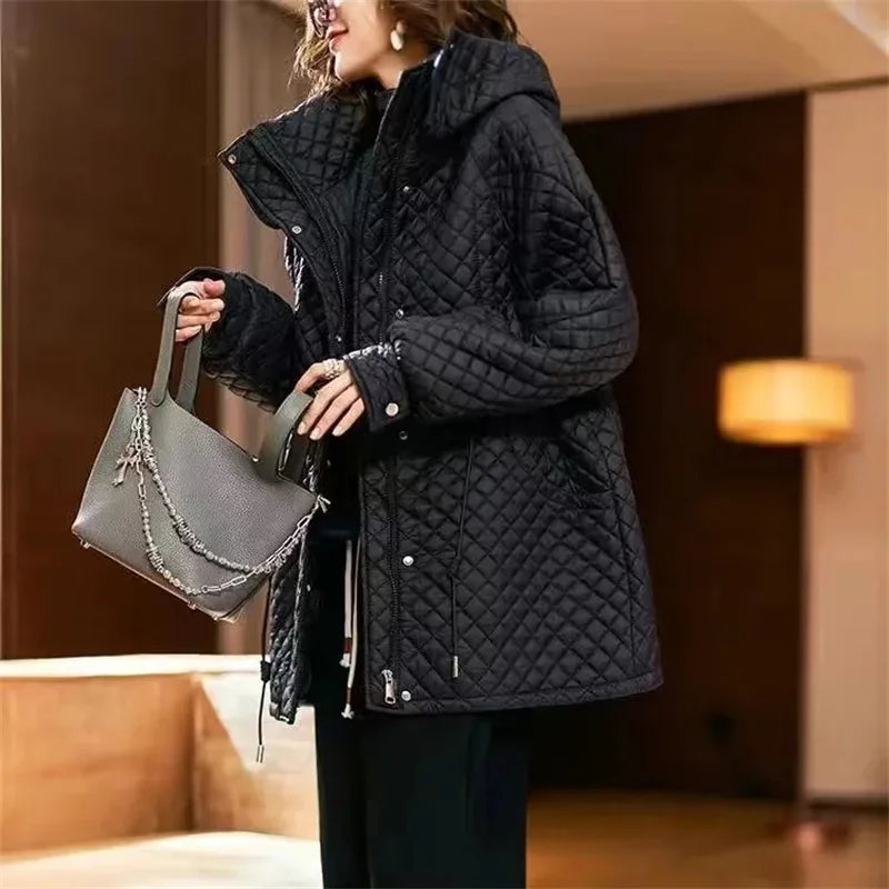 Women’s Long Hooded Winter Coat – Warm, Windproof & Light