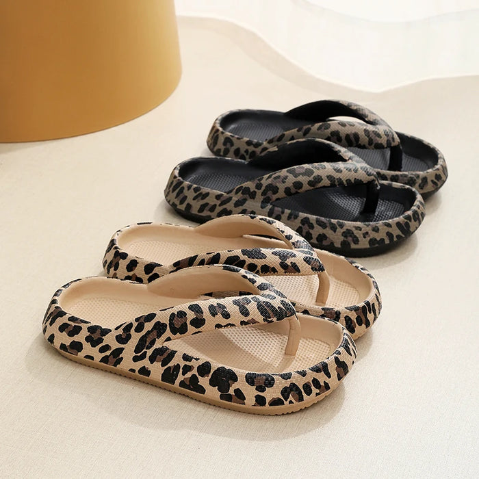 Women’s Cloud Flip Flops – Leopard Thick-Soled Sandals