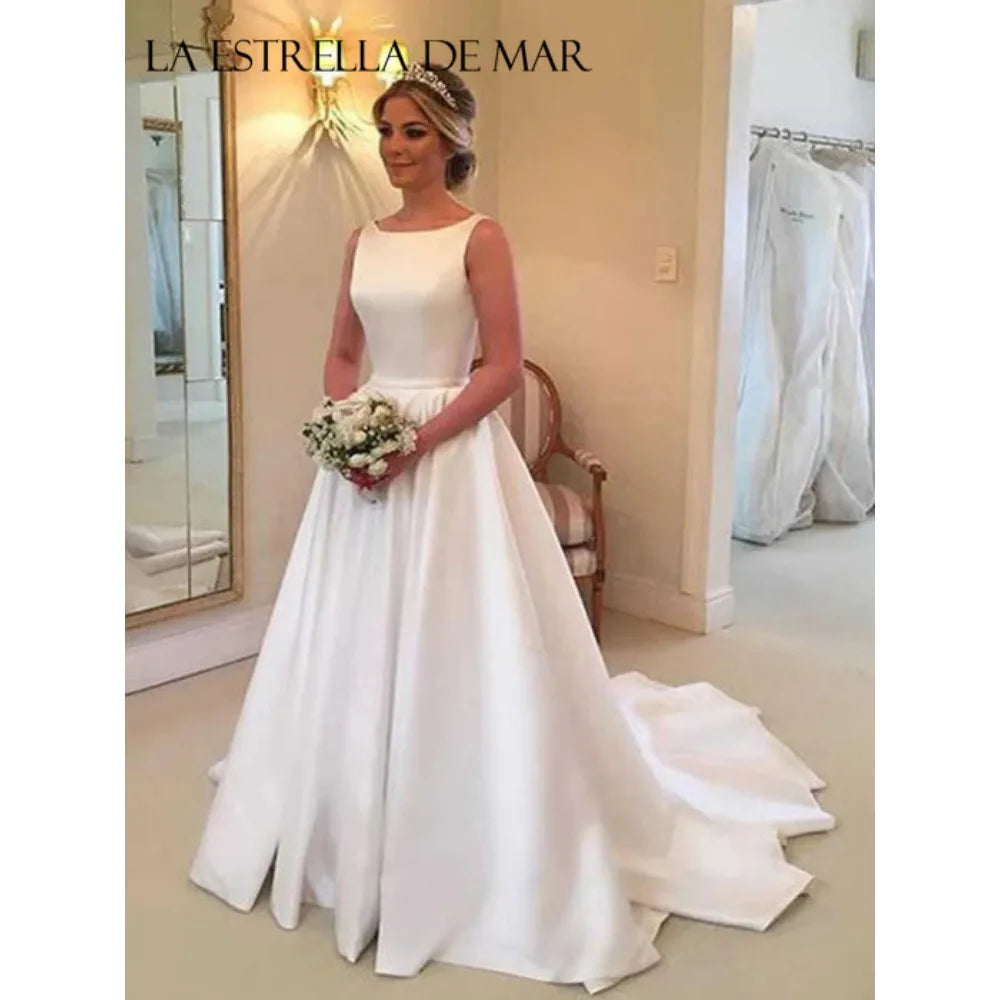 Extended-Size Satin Sleeveless A-Line Dress | OWNLUXE