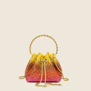 Crystal Bucket Evening Bag (Green Pink) | OWNLUXE