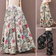 Floral Wide Leg Pants – Bohemian Drawstring