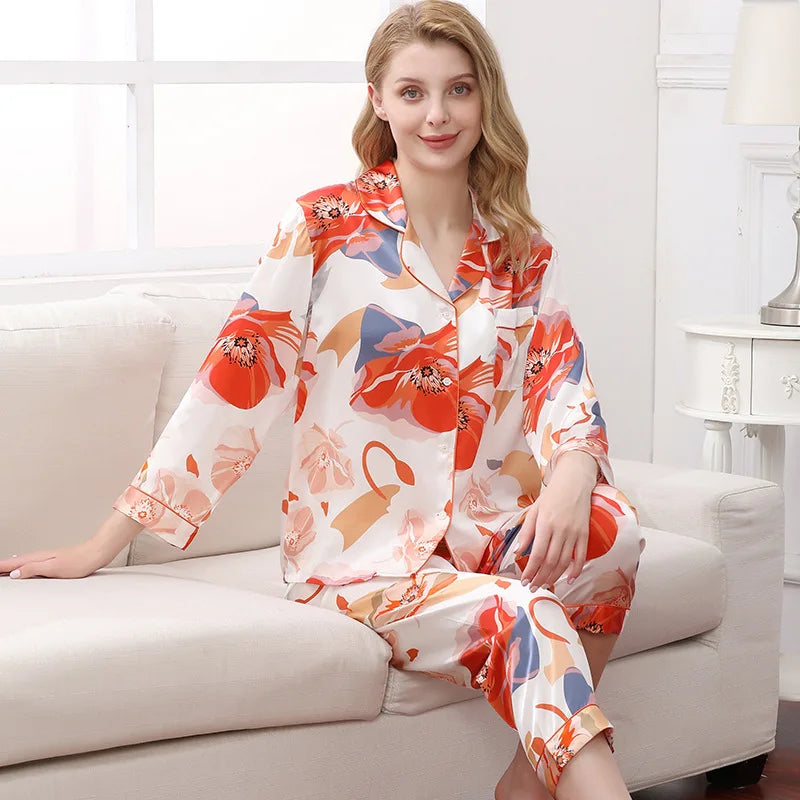 Two-Piece Satin Pajama Set (Pink Purple) – Shop at OWNLUXE