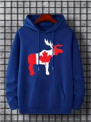 Maple Leaf Canada Print Hoodie – Pullover Sweatshirt with Kangaroo Pocket