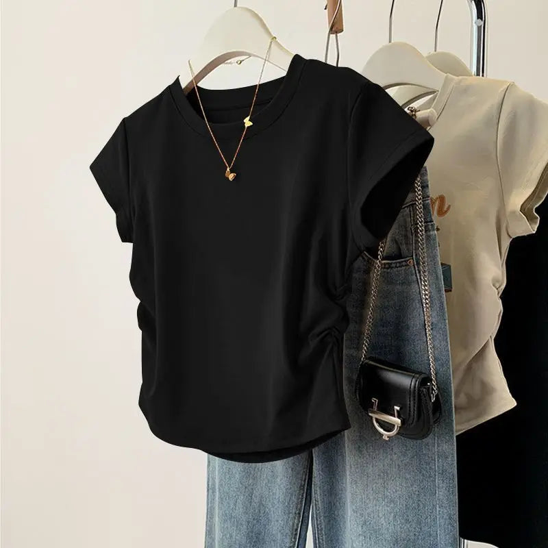 Slim-Fit Round-Neck Blouse | OWNLUXE