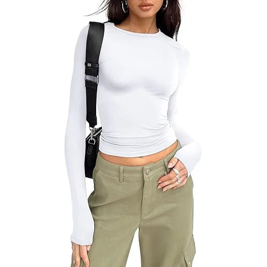 Four Long-Sleeve Slim-Fit Blouse | OWNLUXE