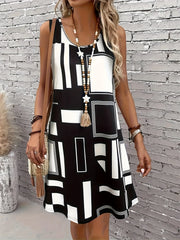 Floral Print Sleeveless Round-Neck Dress | OWNLUXE