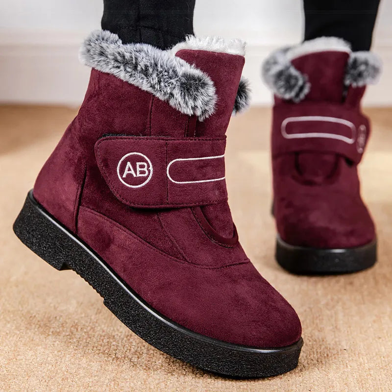 Warm Fur Ankle Boots - Women's Elegant Winter Snow Booties
