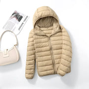 Women Hooded Short Puffer Jackets Arrivals 90 White Duck | OWNLUXE