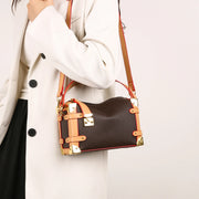 Vintage Women's Brown Shoulder Bag Designer Box Bag with: