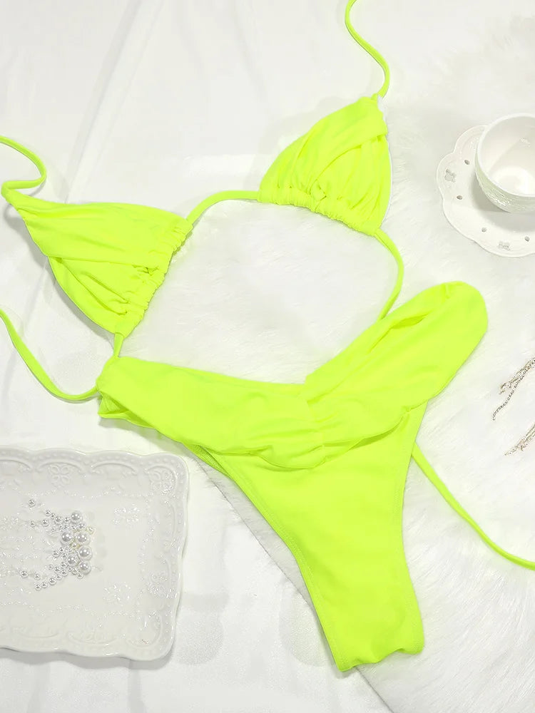 Solid Folds Bikini Set | OWNLUXE
