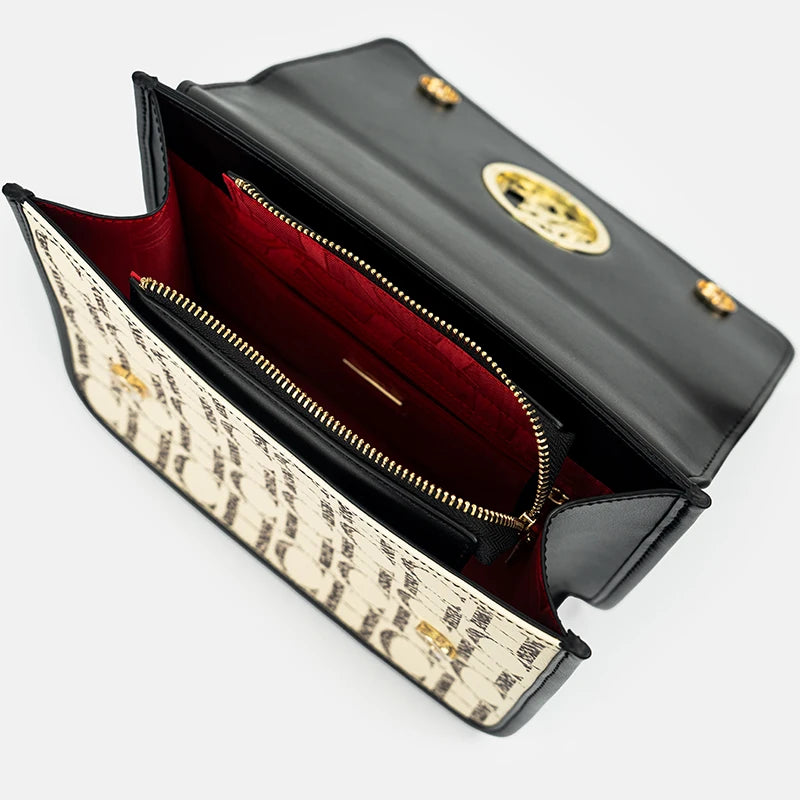 Letter Embossed Shoulder Bag - Luxury Party Handbag