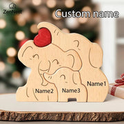 Elephant Family Wooden Art Puzzle DIY Cute Family Member | OWNLUXE