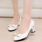 Load image into Gallery viewer, Cresfimix zapatos de mujer fashion sweet white patent leather office career square heel shoes for women lady casual shoes ab153
