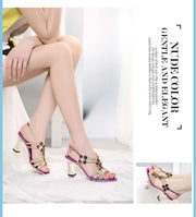 Summer Rhinestone Gladiator Sandals – High Heel Party Shoes