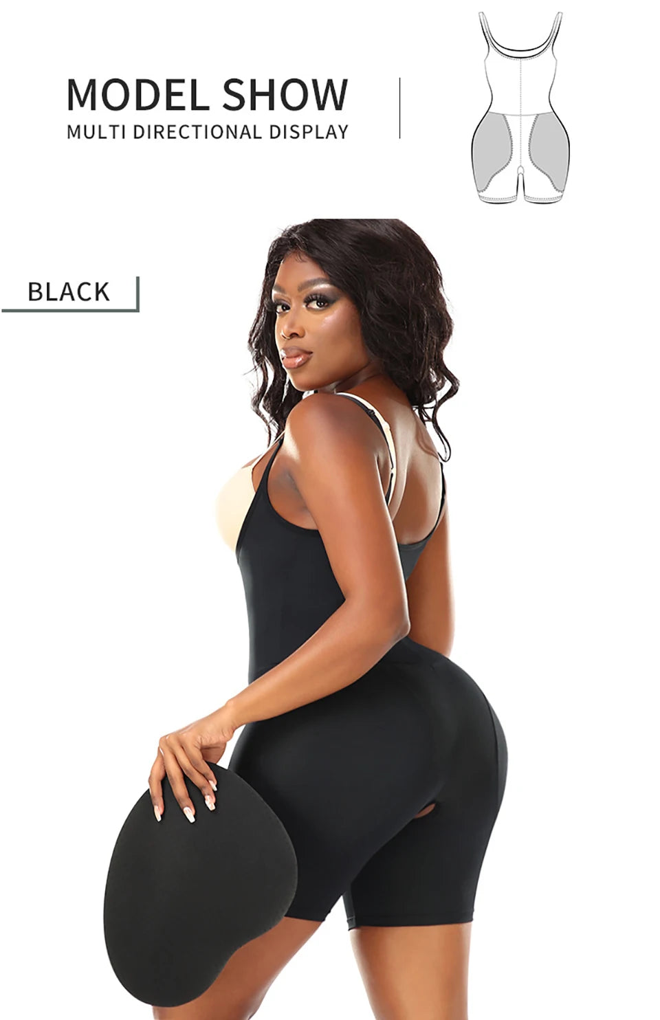 Butt Lifting Hourglass Shapewear Bodysuit with Hip Pads