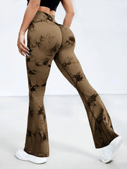 Flare Tie-Dye Yoga Pants – High-Waist Seamless Sculpt