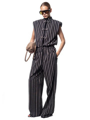 Women's Wide Leg Sleeveless Striped Pants | OWNLUXE