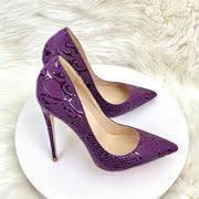 Purple Crocodile Embossed Stiletto Pumps – Pointed Toe Heels