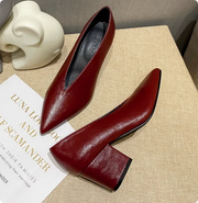 Women's Pointed Toe Pumps (Wine Chunky Heel) – Shop at OWNLUXE