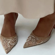 Women’s Floral Mesh Heeled Pumps – Lightweight & Chic