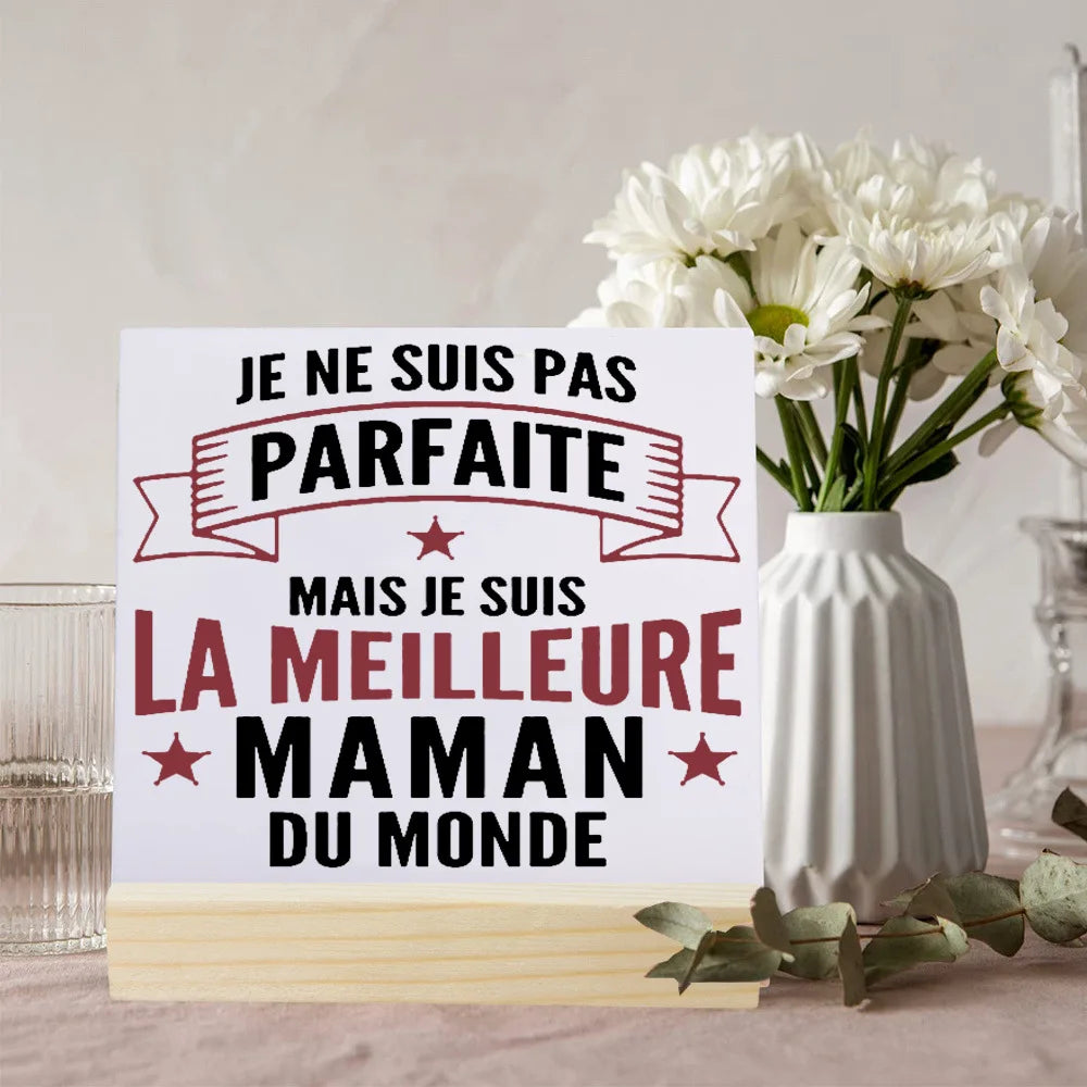 Heartfelt Ceramic Plaque Gift for Mom with Stand