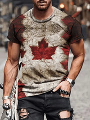 Men's Canadian Flag & Maple Leaf Print T-shirt Summer | OWNLUXE