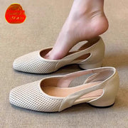 Women's Low Heel Breathable Leather Sandals – Shop at OWNLUXE