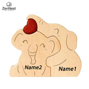 Elephant Family Wooden Art Puzzle DIY Cute Family Member | OWNLUXE